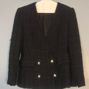 Elegant Black Double-Breasted Women's Jacket